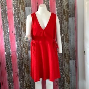 Red dress that laces up the sides